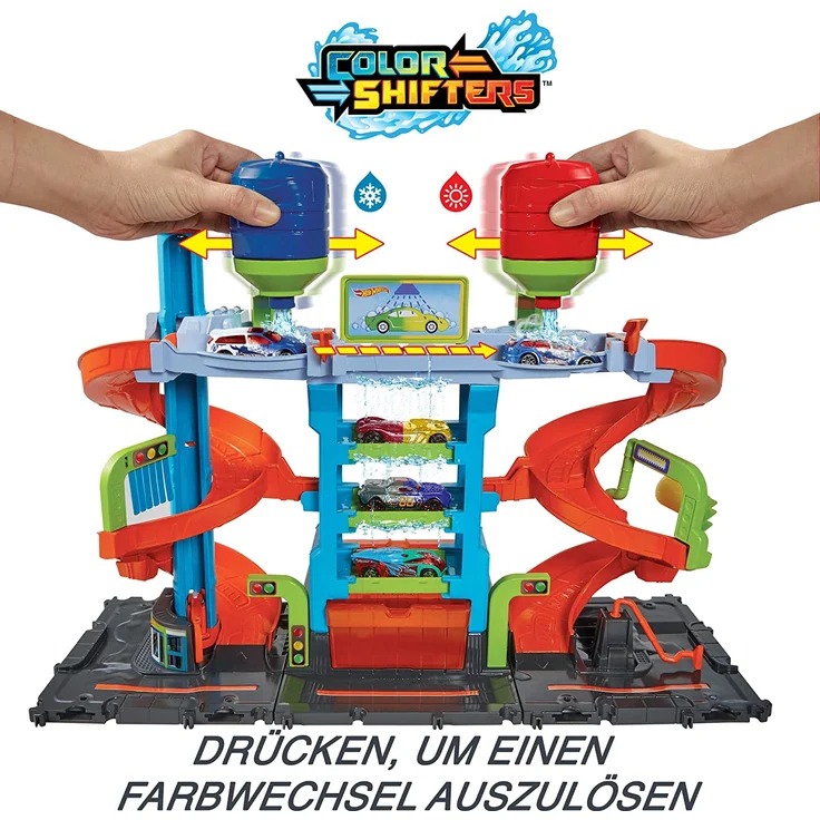 Hot Wheels City Color Shifters 'Mega Tower Auto-Waschanlage', ab 4 Jahren, inkl. 1 Fahrzeug mit Farbveränderung – Bild 5