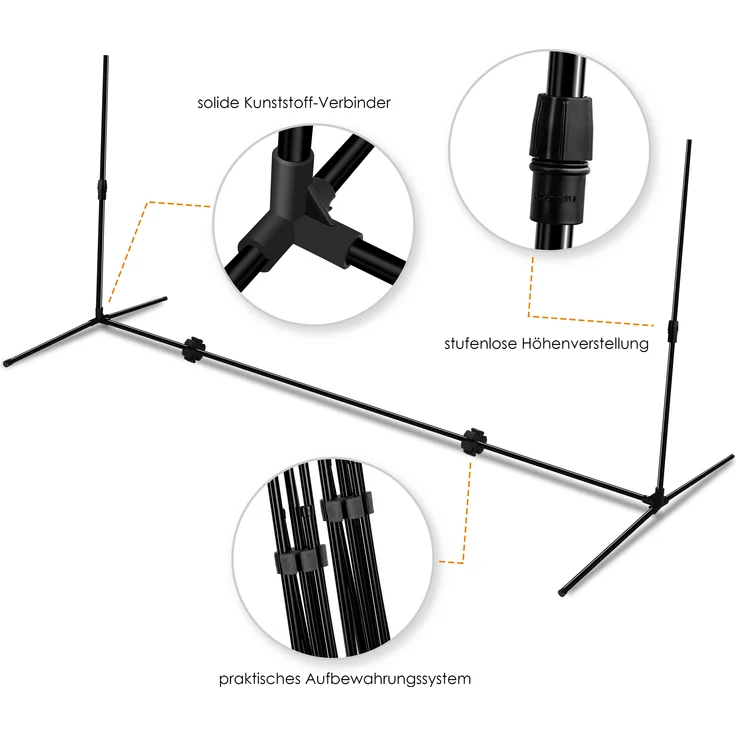 KESSER Badmintonnetz, 3-Fach-Höhenverstellbar, Set bestehend aus Netz, 3x Federball, stabilem Eisen-Gestell, Transporttasche, Indoor & Outdoor, Schwarz, 300cm – Bild 6