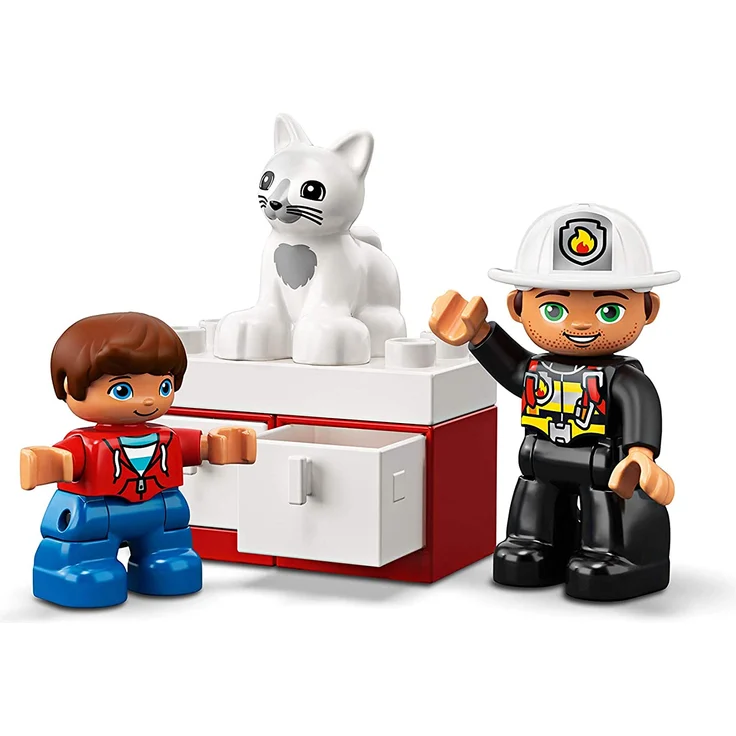 LEGO DUPLO 10901 'Feuerwehrauto', 21 Teile, ab 2 Jahren, mit Licht- und Soundeffekten, inkl. Feuerwehrmann, Kind und Katzenfigur – Bild 3