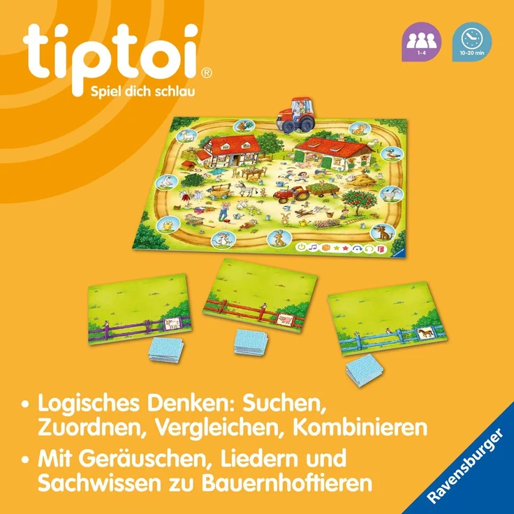 Ravensburger tiptoi Spiel 00125 'Rätselspaß auf dem Bauernhof' Lernspiel, ab 3 Jahren, lehrreiches Logikspiel für Jungen und Mädchen, für 1-4 Spieler – Bild 4