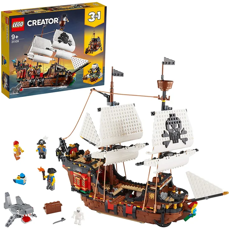 LEGO Creator 3-in1 31109 'Piratenschiff', 1264 Teile, ab 9 Jahren, drei Modelle in einem Set