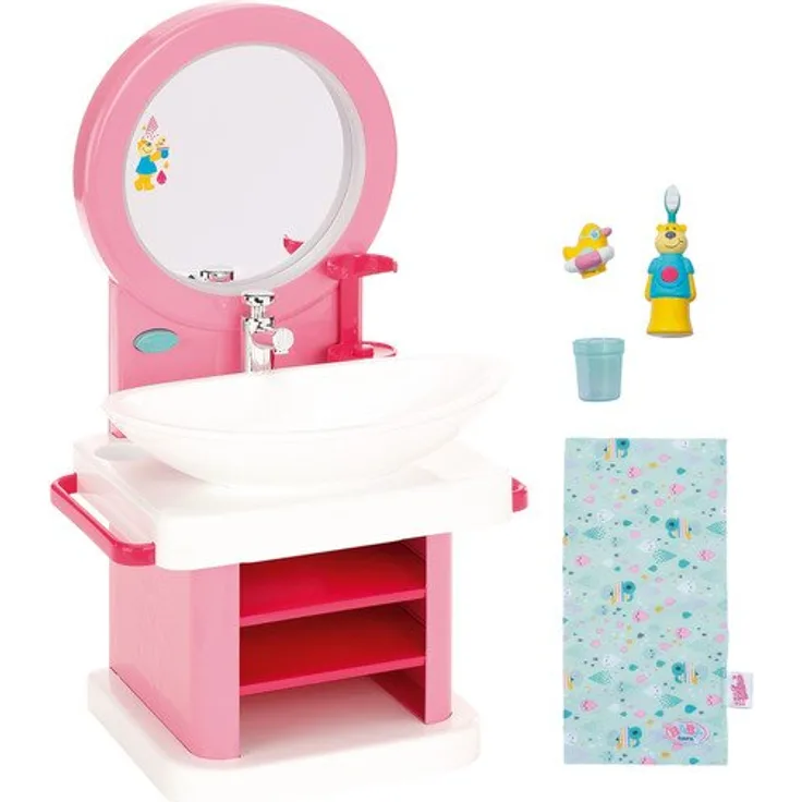 BABY born 'Bath Waschtisch' mit Licht-, Sound- und Wasserfunktion, inkl. Badezimmer-Accessoires, für Puppen mit einer Größe von 43 cm, ab 3 Jahren