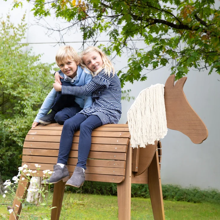 Roba 'Outdoor- & Gartenpferd', teakfarben, Spielpferd aus Massivholz, mit Mähne und Schweif, auch als Voltigierpferd geeignet, ab 3 Jahren - Preisvergleich – Bild 4