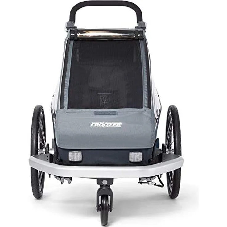 Croozer 'Kid Vaaya 1' Fahrradanhänger 2020, Graphite Blue, 1-Sitzer, inkl. Fahrrad-Set, Buggyrad, Wetterverdeck, Kopfpolster, integriertes Sensor-Licht – Bild 4