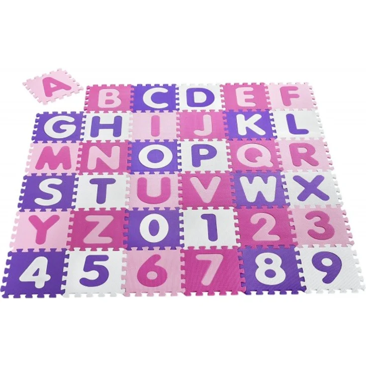 Juskys 'Juna' Puzzlematte, 36 Teile mit Buchstaben A-Z & Zahlen 0-9 - rutschfest, rosa – Bild 9