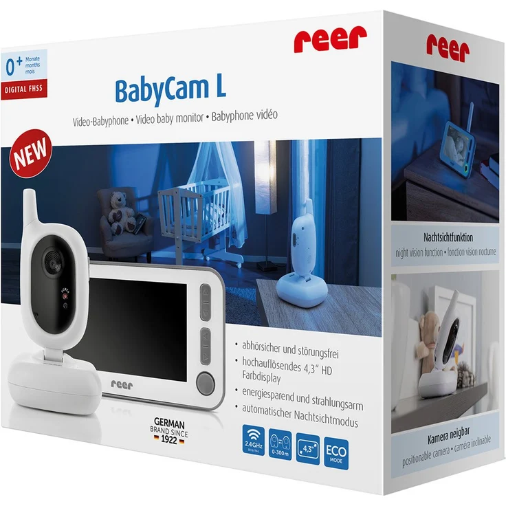 Reer 'L 80430' Video Babyphone, mit 300 m Reichweite, 50-Grad Weitwinkelkamera, ECO-Modus, 4,3" TFT Display, mit Bewegungs-Alarm – Bild 12