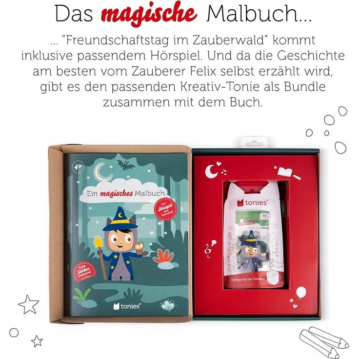 Tonies 'Ein magisches Malbuch + Kreativ-Tonie Zauberer - Freundschaftstag im Zauberwald', Hörfigur mit 90 Minuten Speicherkapazität für deine Musik, Geschichten, Hörbücher und eigene Audiodateien, ab 4 Jahren – Bild 2