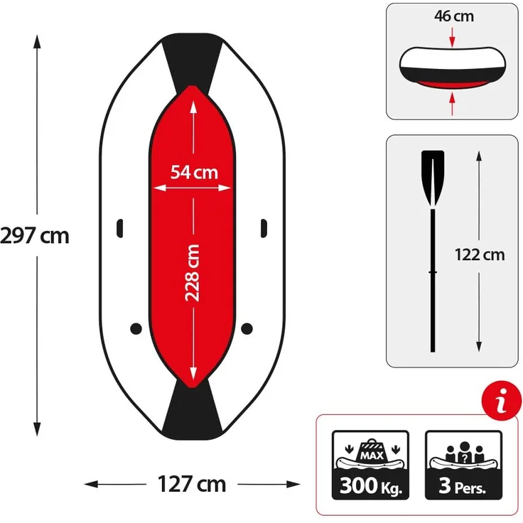 Intex 68373NP 'Mariner 3', Schlauchboot Set, inkl. 2 Paddel, geeignet für 3 Personen, max. belastbar bis 300 kg – Bild 4