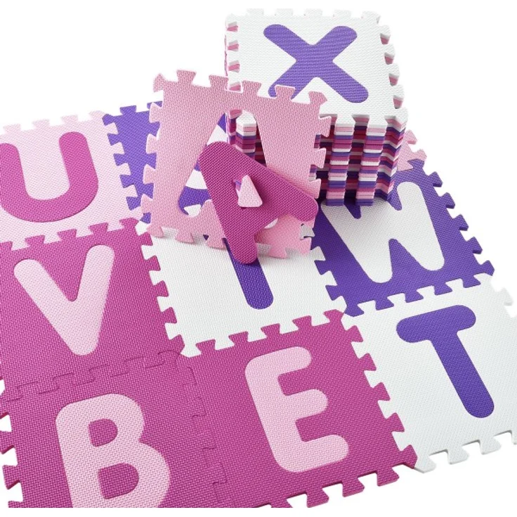 Juskys 'Juna' Puzzlematte, 36 Teile mit Buchstaben A-Z & Zahlen 0-9 - rutschfest, rosa – Bild 5
