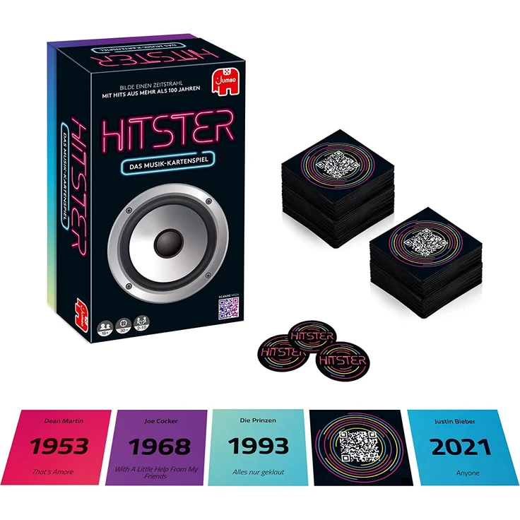 Jumbo Spiele 19887 'Hitster' Kartenspiel, ab 16 Jahren, 2-10 Spieler, 30 min Spielzeit – Bild 6