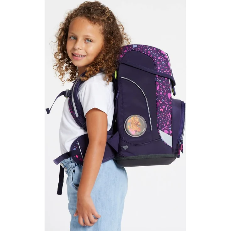 Ergobag Cubo 'PferdeflüstBärer', 5 tlg. Schulranzen-Set, 19 Liter, dunkelblau/lila – Bild 4