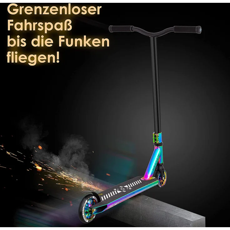 KESSER 'Stunt Scooter X-Limit-Pro', 360° Lenkung, mit Ständer, ABEC 9 Kugellagern, 110 mm PU Räder, Rainbow – Bild 9