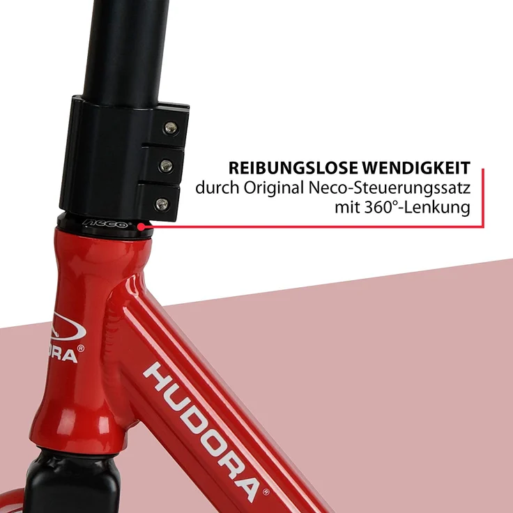HUDORA 14026 'Stunt-Scooter XQ-13' Scooter, ab eta 8 Jahre, Lenkerhöhe ca. 82,5 cm, 360° Lenkung, 50er BMX-Lenker, max. belastbar bis 100 kg, rot – Bild 6