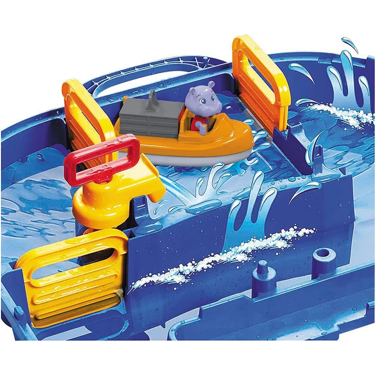 AquaPlay 'Aquabox mit Schleuse' Wasserbahn, 85 x 65 x 22 cm, inkl. Kran, Wasserrad, Amphibienauto und Spielfigur, LockBox – Bild 5