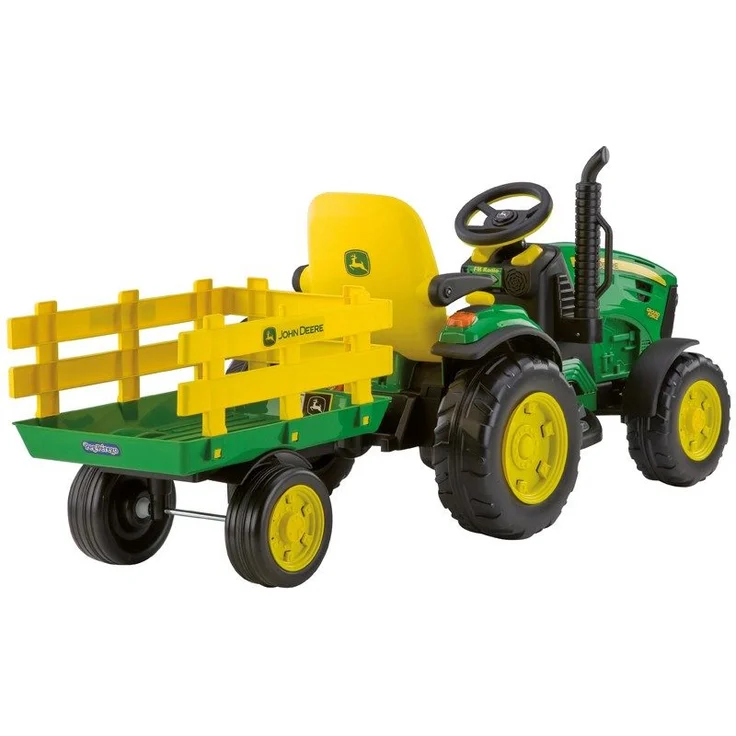 Peg Perego 'John Deere Ground Force' Elektro-Traktor, zwei 12 V Elektromotoren, inkl. Anhänger und vielen Features – Bild 2