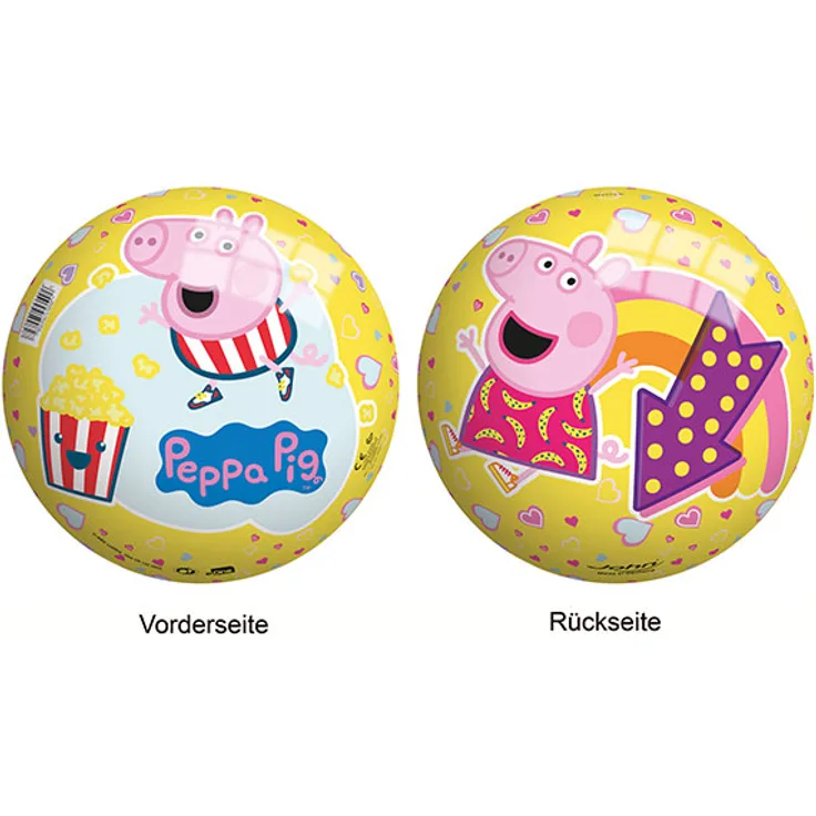 John 50082 'Peppa Pig Spielball' Ø 26 cm, ab 3 Jahren, gelb mit 2 Peppa Pig Motiven