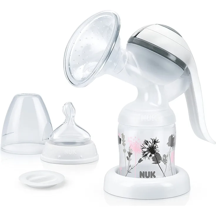 Nuk 'Jolie' Handmilchpumpe, mit weichem Silikonkissen und ergonomischem Pumphebel, hohe Abpumpleistung, BPA frei