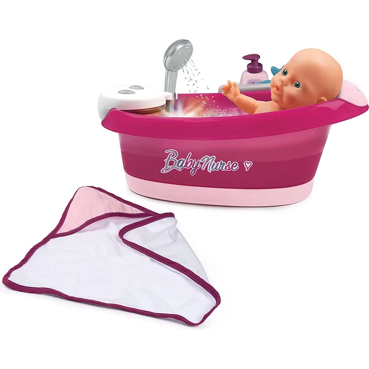 Smoby Baby Krankenschwester Puppenbad mit Seifenblasen und Licht, Puppenzubehör