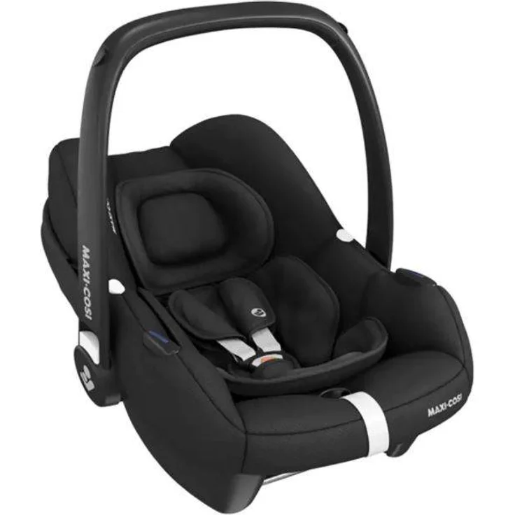 Maxi-Cosi 'CabrioFix i-Size', Federleichte i-Size Babyschale, Gruppe 0+ Kindersitz inkl. Sonnenverdeck und Neugeborenen Einlage, nutzbar ab ca. 40 bis 75 cm, ca. 0-12 kg, Essential Black – Bild 3