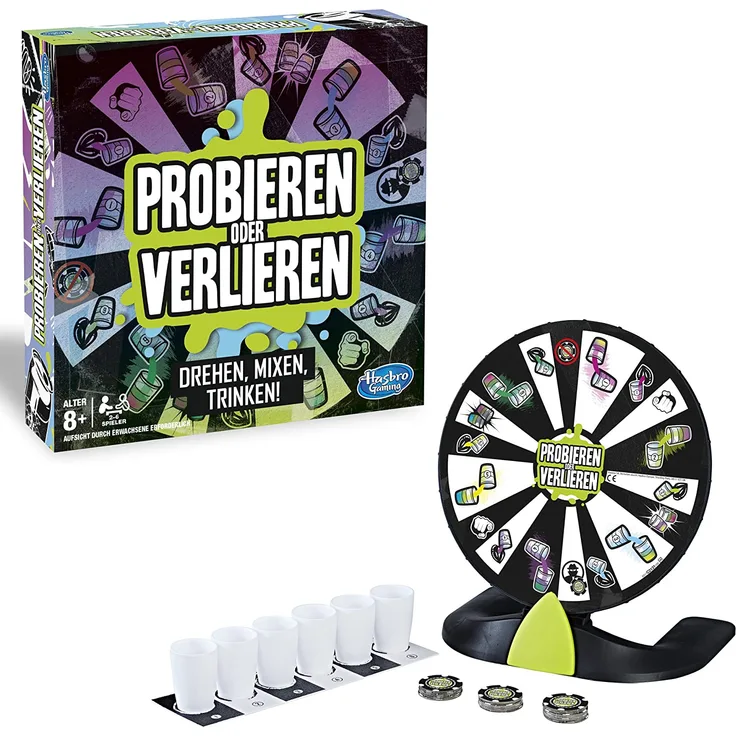 Hasbro Games 'Probieren oder Verlieren' Partyspiel, ab 8 Jahren, 2-6 Spieler, Trinkspiel für Mutige