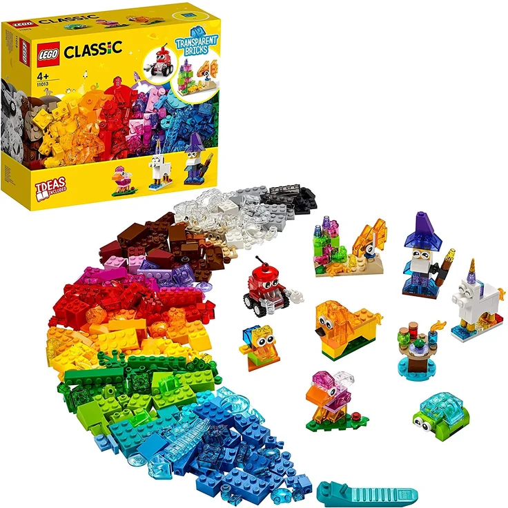LEGO Classic 11013 'Kreativ-Bauset mit durchsichtigen Steinen', 500 Teile, ab 4 Jahren, Spielset mit acht inspirierenden Bauideen – Bild 1