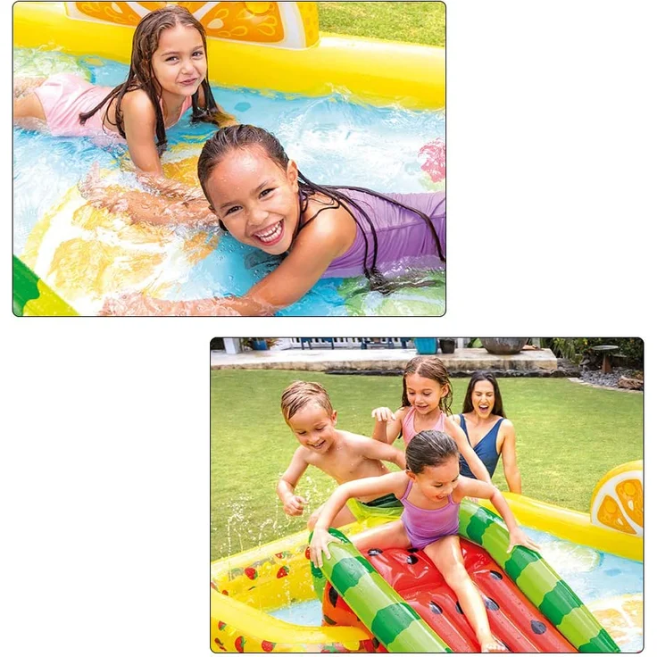 Intex 'Fun 'n Fruity Play Center', 244 x 191 x 91 cm, ab 2 Jahren, 2-in-1-Pool inkl. Wasserrutsche, aufblasbaren Früchten und 6 Bällen – Bild 4