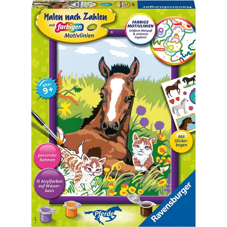 Ravensburger Malen nach Zahlen 20299 - Süße Tierkinder – Kinder ab 9 Jahren