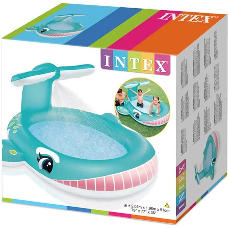 Intex 'Spray Pool Whale' Planschbecken, 201 x 196 x 91 cm, ab 2 Jahren, inkl. Wasserspritze und Sprühfunktion – Bild 5