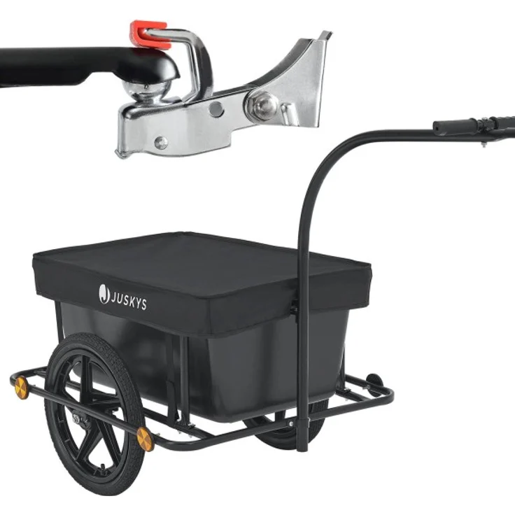Juskys Fahrradanhänger für Fahrrad 40 kg Zuladung Schwarz, 90 l, Luftbereifung – Bild 6