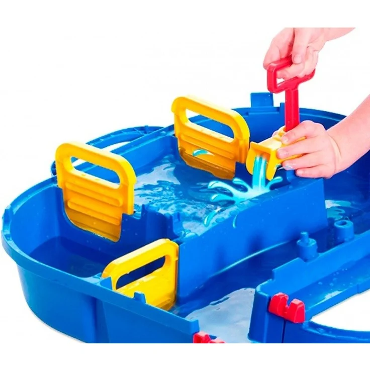 AquaPlay 'Megabridge' Wasserstraße, 105 x 120 x 22 cm, inkl. Schleuse, Hafenstation, Wasserfahrzeug, Schiff und Spielfigur – Bild 4