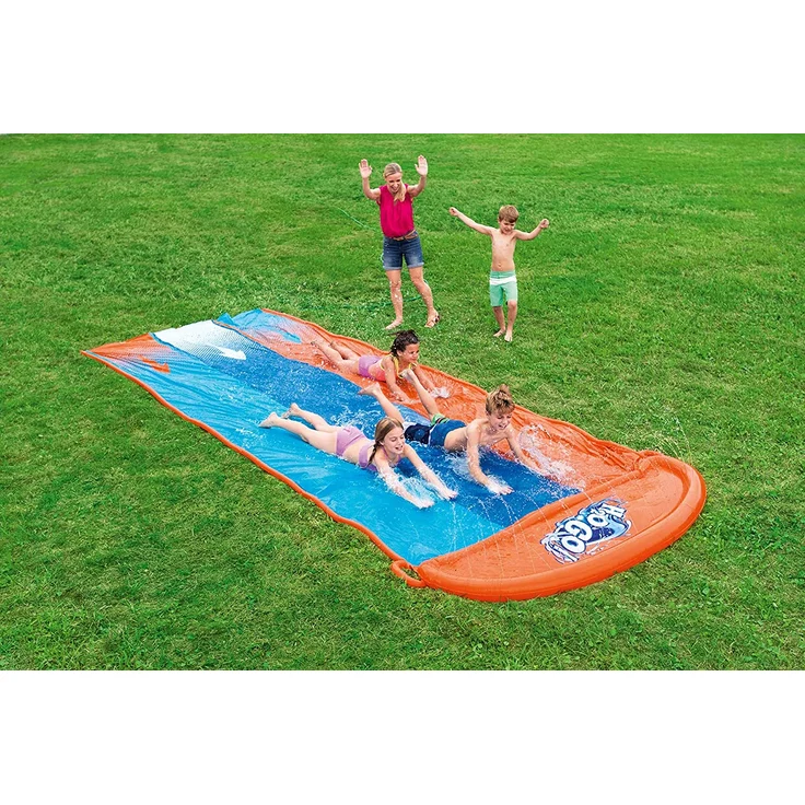 Bestway H2OGO! 'Triple' 3er-Wasserrutsche, 488 x 207 cm, integrierter Wassersprinkler, einfacher Anschluss an Gartenschlauch – Bild 2