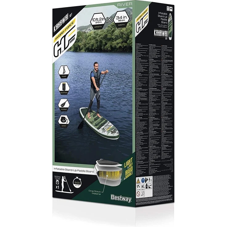 Bestway Hydro-Force 'Kahawai', SUP Board-Set, 310 x 86 x 15cm, max. Belastbarkeit bis 140kg, grün – Bild 12