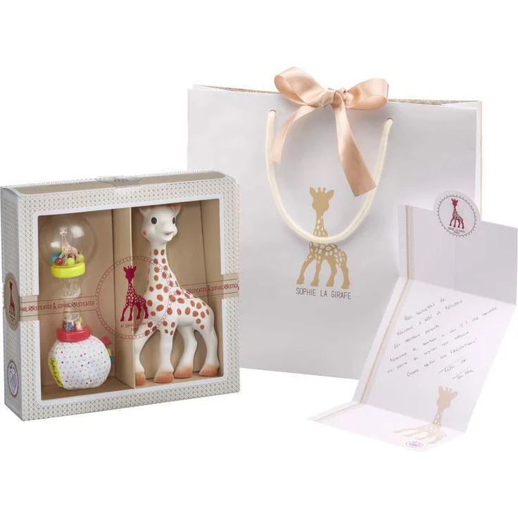 Sophie la Girafe - Ein exklusives Geschenkset inklusive hochwertiger Papiertragetasche mit Kordeln und Satinband – Bild 1