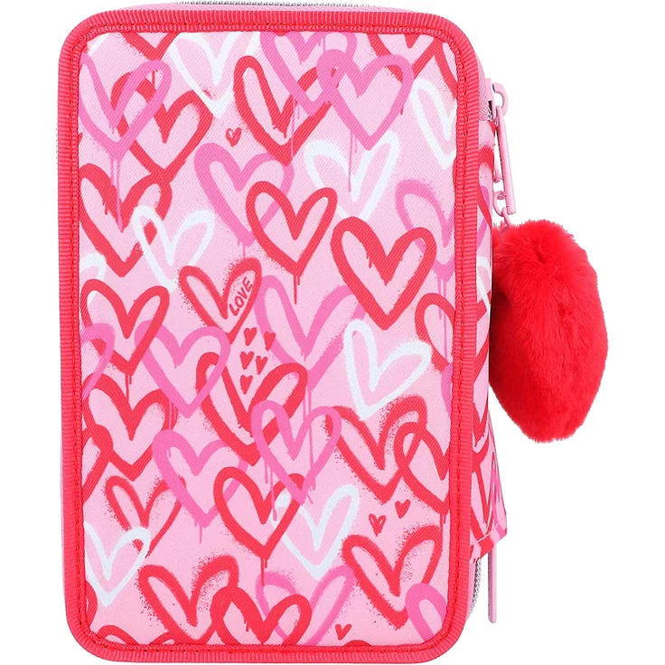Depesche '3-Fach Federtasche TOPModel ONE LOVE', mit Glitzer, befüllt, rot/pink – Bild 3