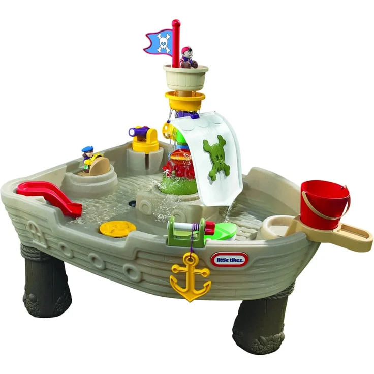 Little Tikes 'Anchors Away' Wasserspieltisch in Piratenschiff-Design, ab 18 Monaten, mit Wasserwerfer, zwei Figuren und einem Spritz-Hai, robust und stabil – Bild 1