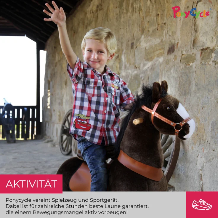 Ponycycle Mister Ed" Pferd Braun small Schaukelpferd auf Rollen mit Sound (U-Serie Modell 2022)" – Bild 11