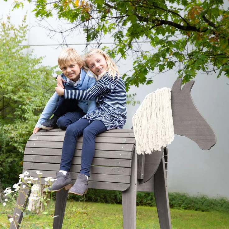 Roba 'Outdoor- & Gartenpferd', grau, Spielpferd aus Massivholz, mit Mähne und Schweif, auch als Voltigierpferd geeignet, ab 3 Jahren – Bild 3