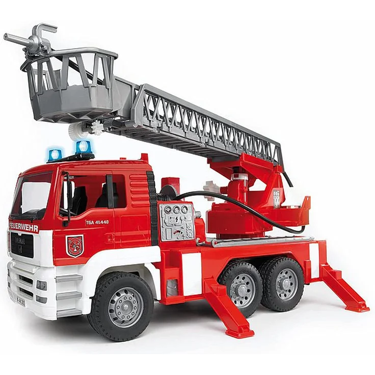 Bruder 02771 'MAN TGA Feuerwehr' Spielzeugauto, mit Drehleiter, Wasserpumpe und Light and Sound Module, inkl. Batterie, 47,0 × 17,5 × 24,2 cm, ab 4 Jahren – Bild 2