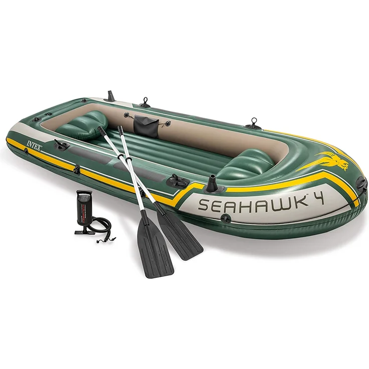 Intex 68351 'Schlauchboot Set Seahawk 4' Schlauchboote, tragfähig bis 4 Personen, max. belastbar bis 400 kg, grün/gelb - Preisvergleich – Bild 1