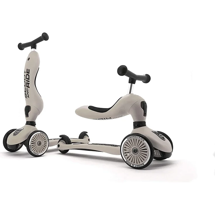 Scoot & Ride 'Highwaykick 1' Kickboard, ab 12 Monaten, 3-fach höhenverstellbar bis 64 cm, 2in1 mit Sitz, max. belastbar bis 50 kg, ash – Bild 3