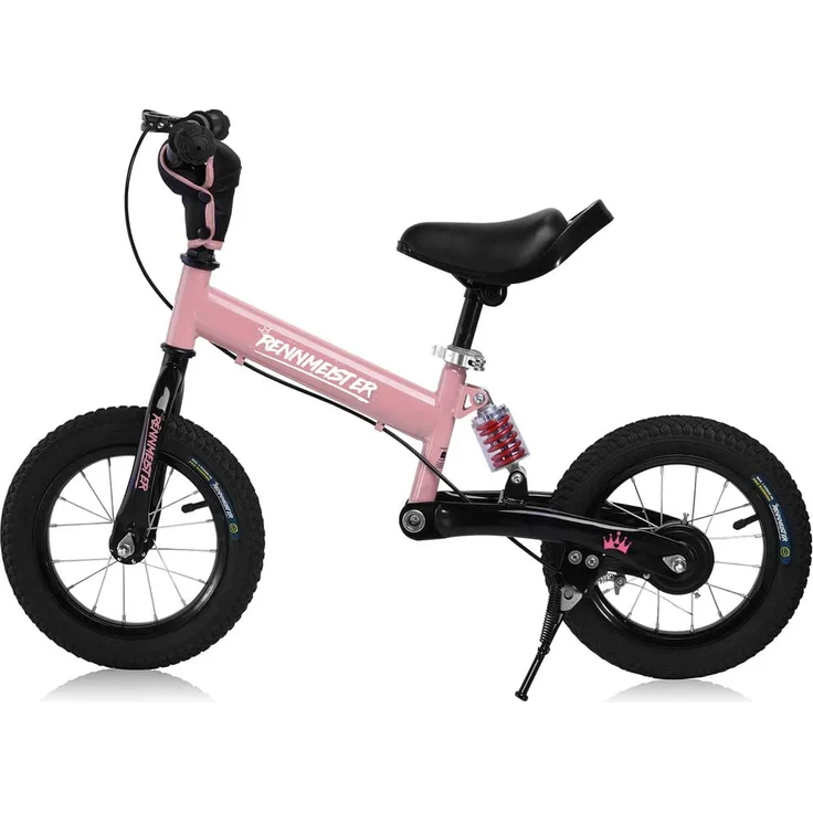Deuba 'Rennmeister Kinderlaufrad', 12 Zoll, mit Antishock Feder, Übungs-Sattel, Absturzsicherung, inkl. Ständer, rosa - Preisvergleich – Bild 2