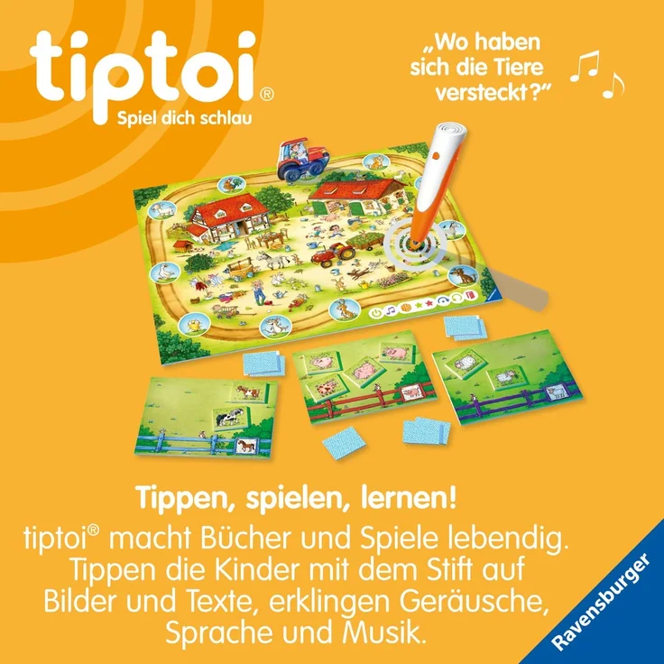 Ravensburger tiptoi Spiel 00125 'Rätselspaß auf dem Bauernhof' Lernspiel, ab 3 Jahren, lehrreiches Logikspiel für Jungen und Mädchen, für 1-4 Spieler – Bild 5