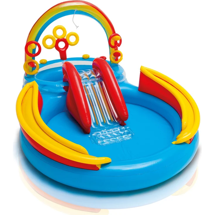 Intex 'Rainbow Ring Playcenter' 2-in-1-Planschbecken, 297 x 193 x 135 cm, ab 2 Jahren, inkl. großem und kleinem Pool, Rutsche, Regenbogendusche und verschiedenen Ball- und Ringspielen – Bild 2