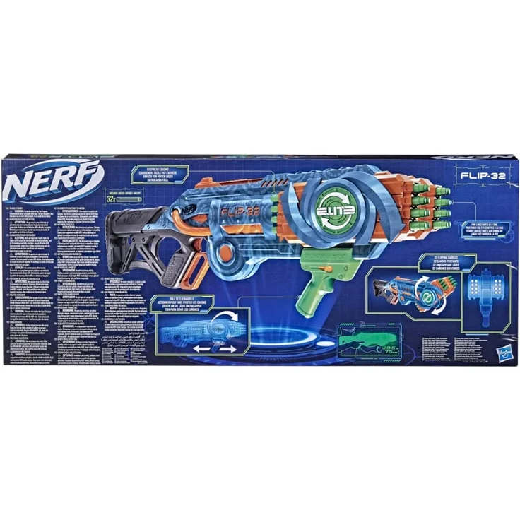 Nerf 'Elite 2.0 Flipshots Flip-32' Blaster, ab 8 Jahren, 32 Läufe, Hebel-Action, blaugrau/orange – Bild 5