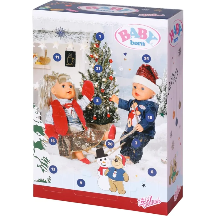 Zapf 832844 'BABY born Adventskalender 2022', ab 3 Jahren, 24 Kleidungsstücke und Accessoires