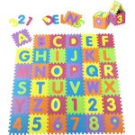 Juskys 'Kinder Puzzlematte Kim', 36 Teile, mit Buchstaben A-Z & Zahlen 0-9, rutschfest & abwischbar, ab 10 Monate, Eva Schaumstoff