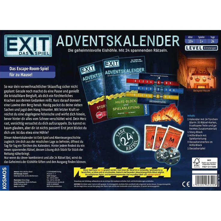Kosmos 'EXIT' Das Spiel: Adventskalender 2020, Die geheimnisvolle Eishöhle, Escape Room Spiel vor Weihnachten, 24 spannende Rätsel ab 10 Jahre – Bild 2