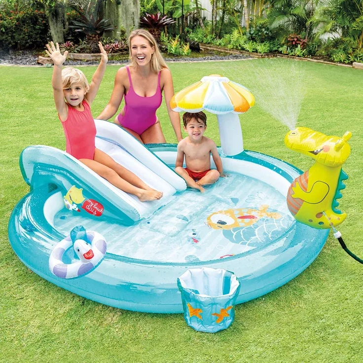 Intex 'Gator Play Center' Planschbecken, 201 x 170 x 84 cm, ab 3 Jahren, inkl. Rutsche und weiterem Zubehör – Bild 2