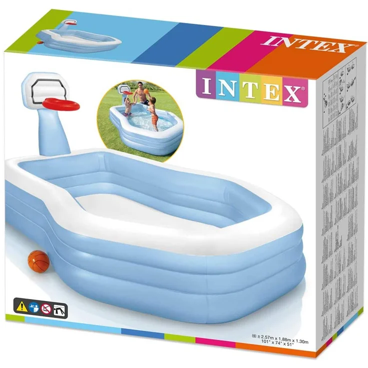 Intex 'Swim Center Shootin' Hoops' Family Pool, 257 x 188 x 130 cm, ab 3 Jahren, inkl. Basketballkorb und Ball – Bild 4