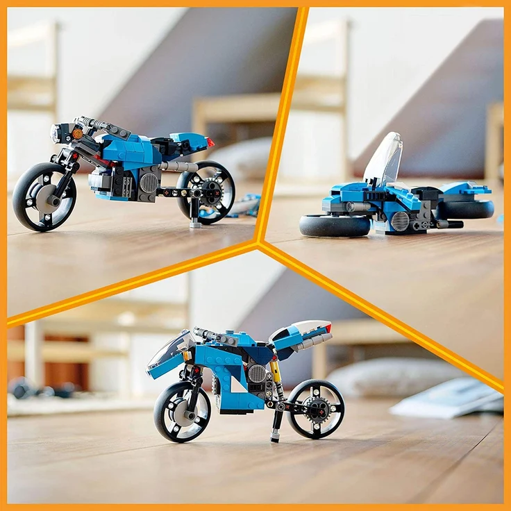 LEGO Creator 3-in-1 31114 'Geländemotorrad', 236 Teile, ab 8 Jahren, 3 Baumöglichkeiten, modernes Motorrad, klassische Straßenmaschine, futuristisches Hoverbike – Bild 7